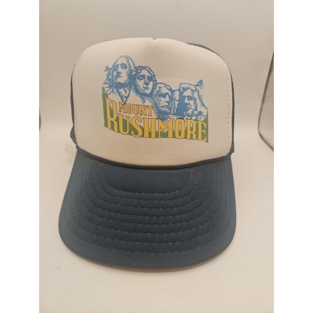 Mt Rushmore National Park South Dakota Hat Dark Blue Mesh Back white foam